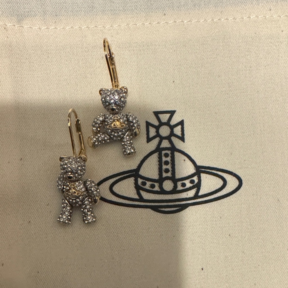 Vivienne Westwood Sparkling Silver and Gold Bear Earrings